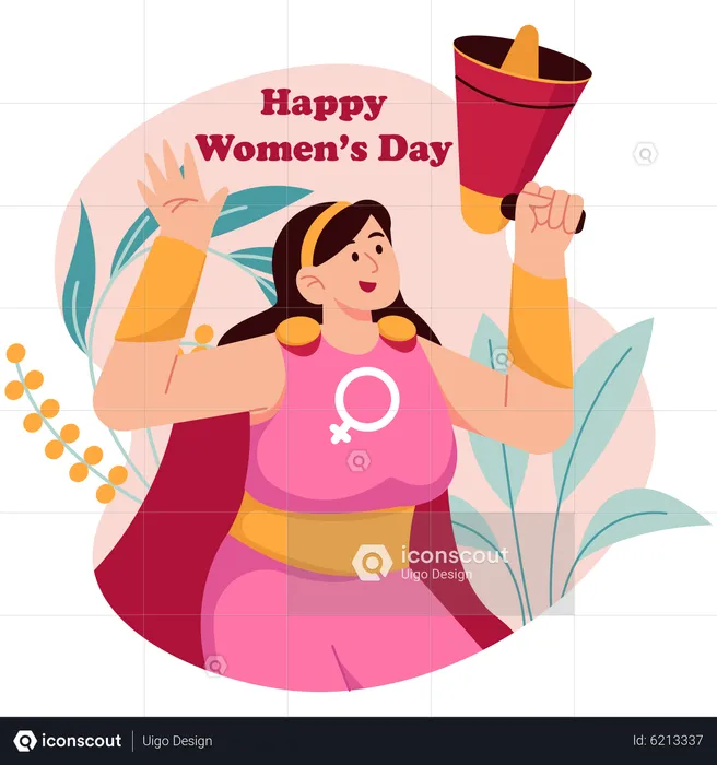 Woman wishing Women's day  Illustration