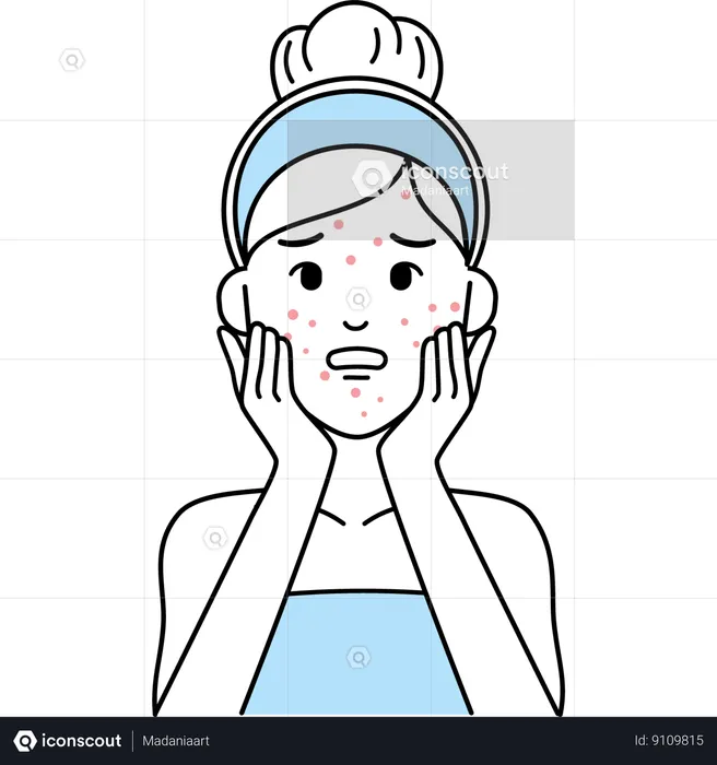 Woman with Acne Skin  Illustration