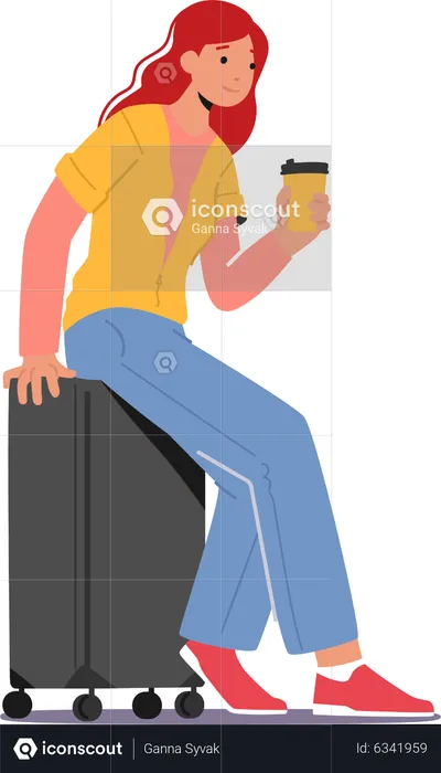 Woman with Baggage  Illustration
