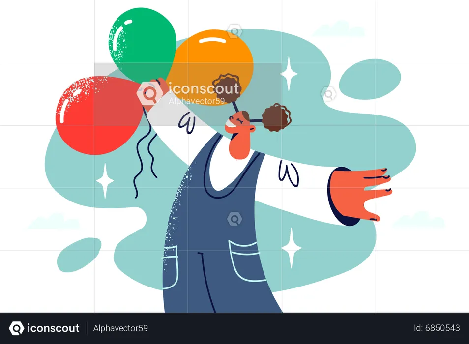 Woman with balloon  Illustration