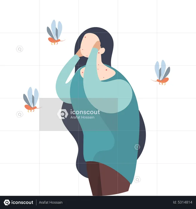 Woman with bee allergy  Illustration