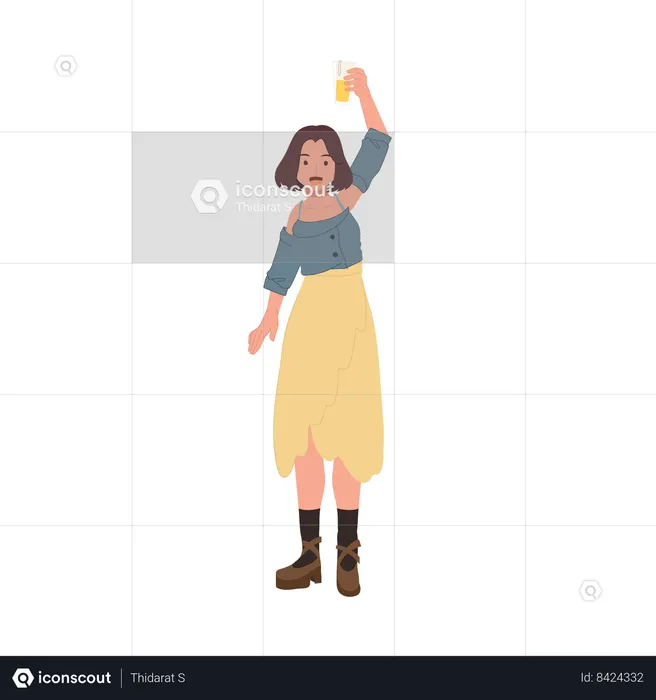 Woman with Beer Glass  Illustration