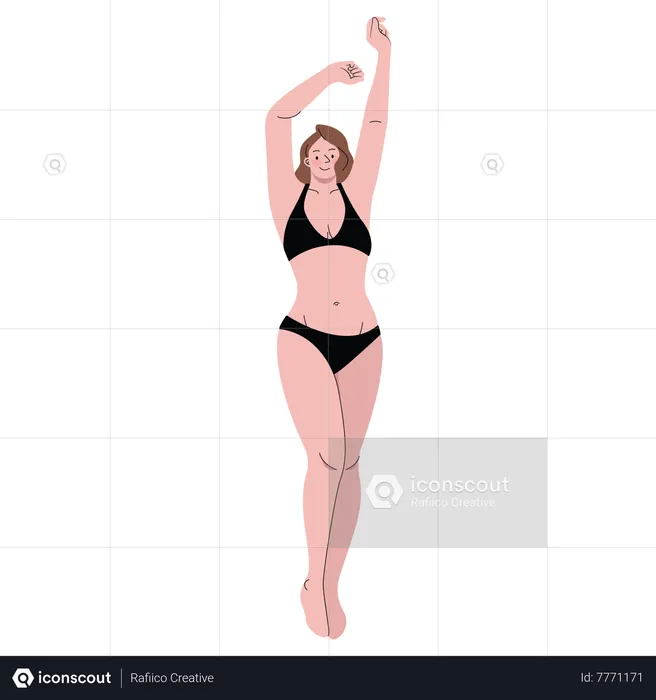 Woman with bikini stretching  Illustration