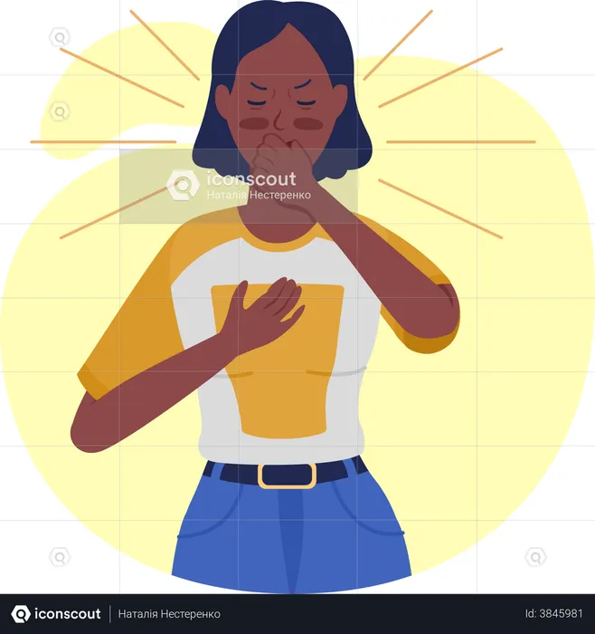 Woman with chest pain  Illustration