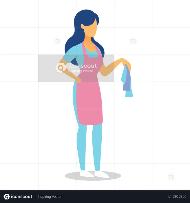 Woman with cleaning cloth  Illustration
