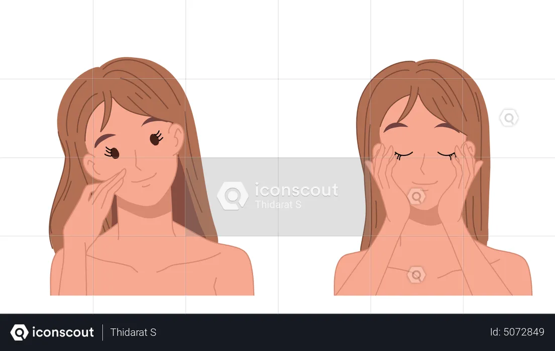 Woman with clear pimple free face  Illustration