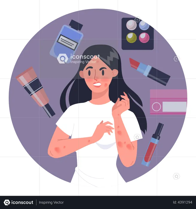 Woman with cosmetic allergy  Illustration