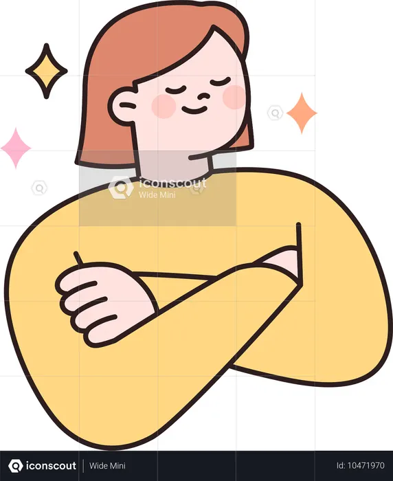 팔짱을 끼고 있는 여성은 자신감을 보여준다  일러스트레이션