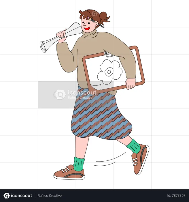 Woman with drawing board  Illustration