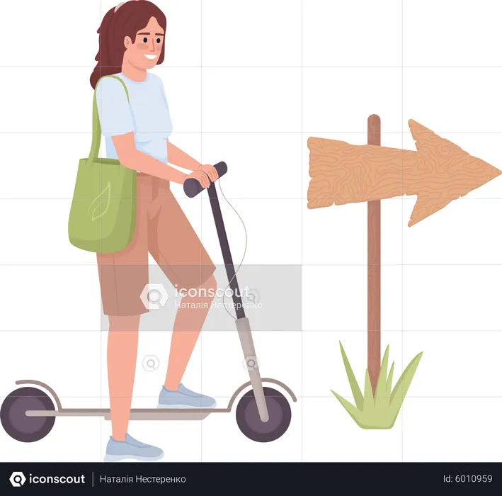 Woman with electric scooter  Illustration