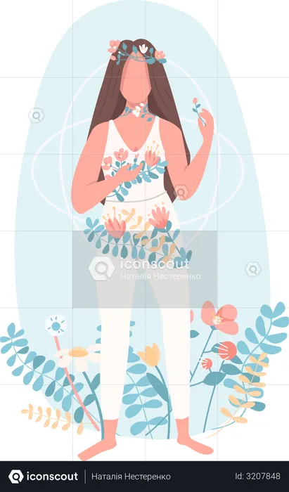 Woman with flowers  Illustration
