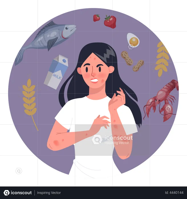 Woman with food allergy  Illustration
