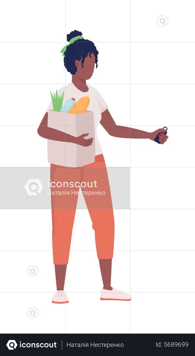 Woman With Food Products  Illustration