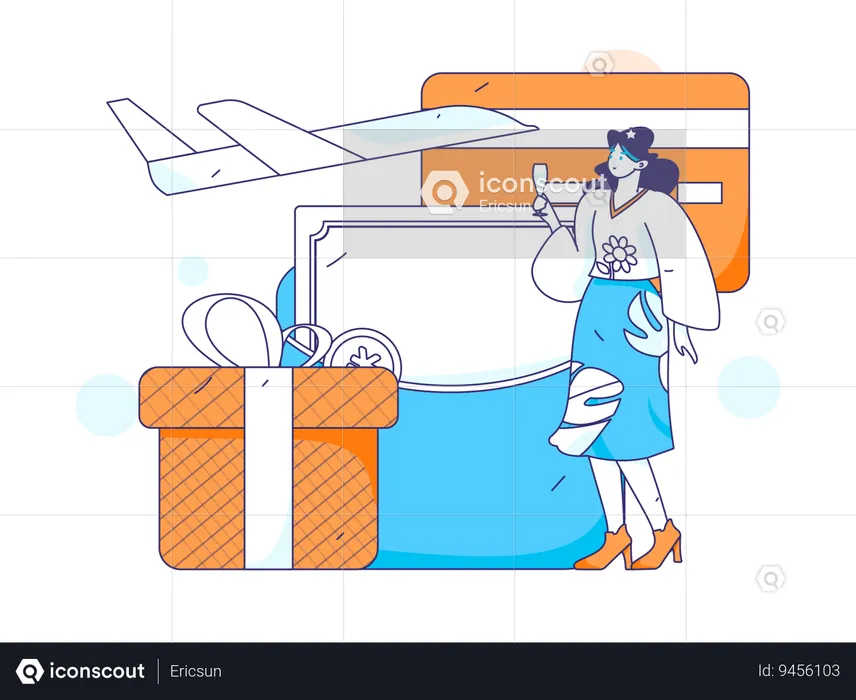 Woman with gift box  Illustration