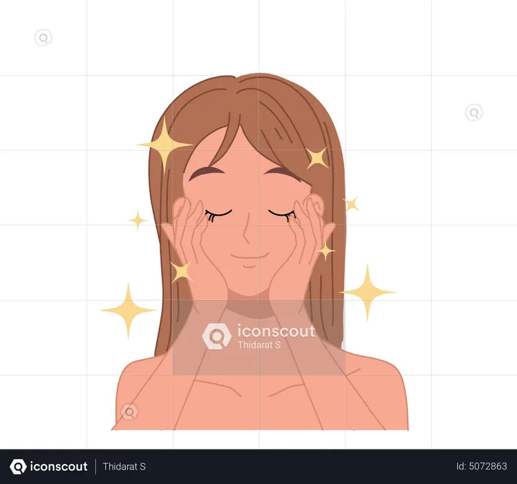 Woman with healthy beautiful face skin  Illustration
