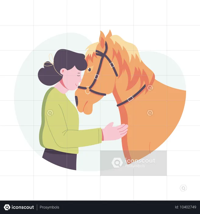 Woman with Horse Love  Illustration