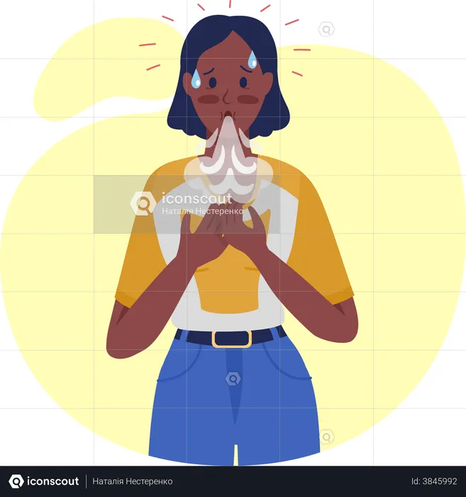 Woman with hypoxia  Illustration