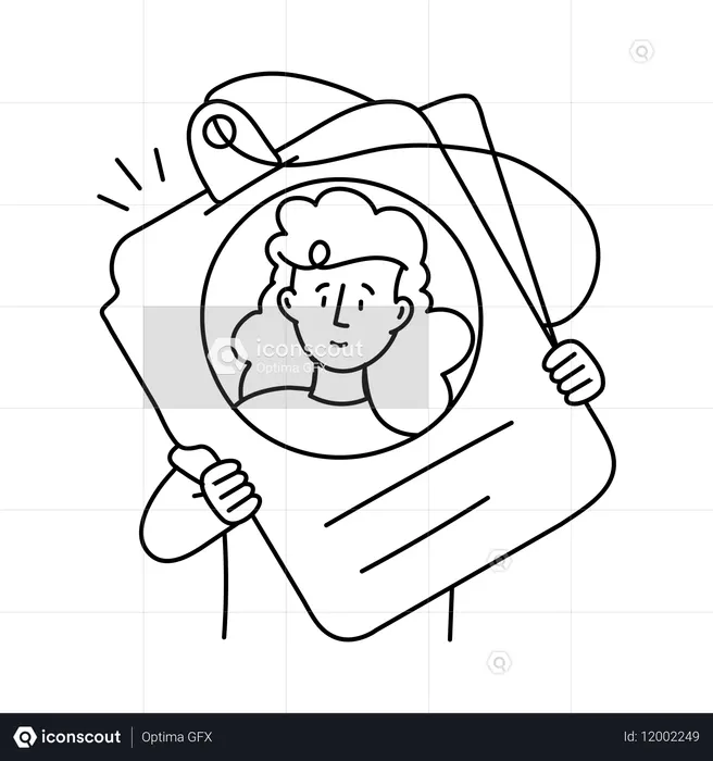 身分証明書を持つ女性  イラスト