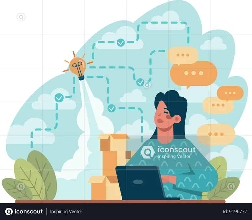 Woman with idea  Illustration