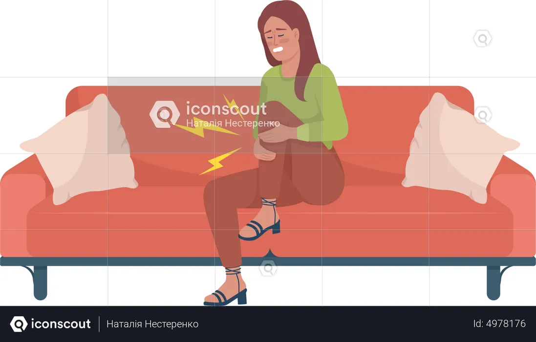 Woman with injured knee  Illustration