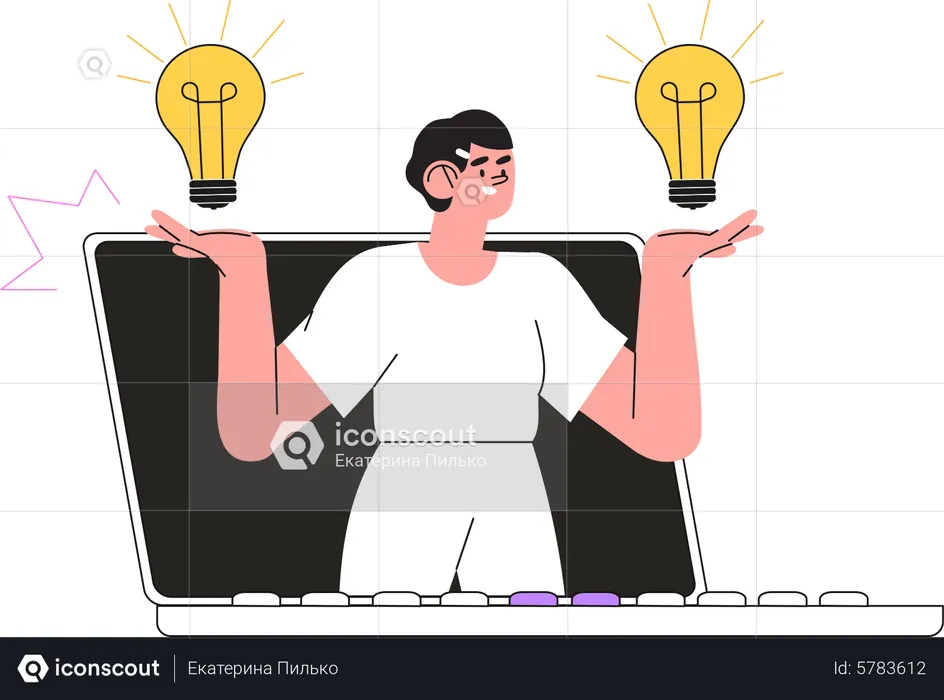 Woman with innovative startup idea  Illustration