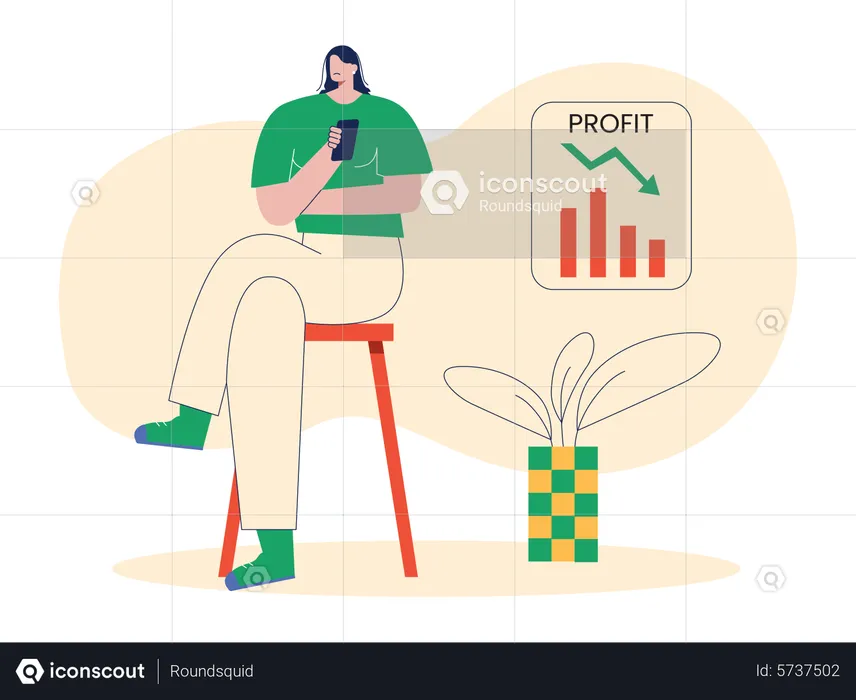 Woman with investment profit  Illustration