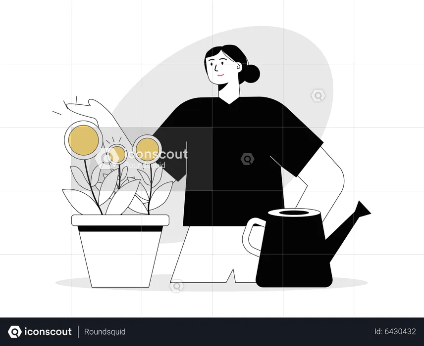 Woman with investment return  Illustration