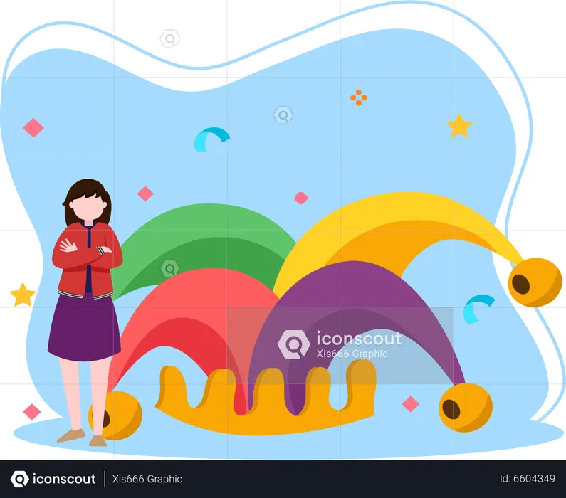 Woman with jester hat  Illustration