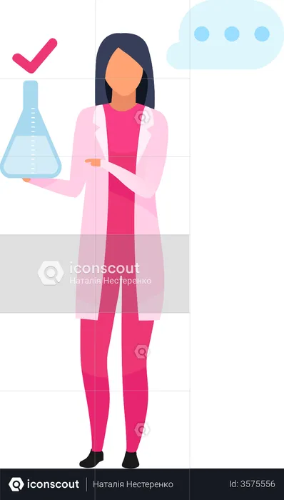 Woman with lab flask  Illustration