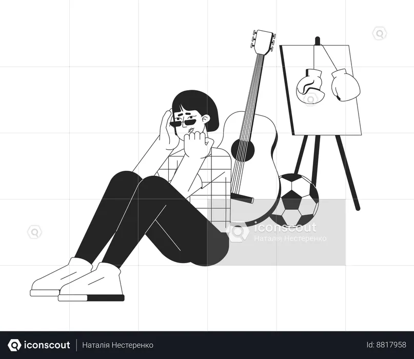 Woman with Lack of interest in hobbies  Illustration