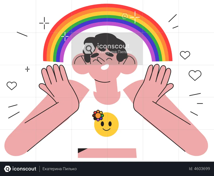 Woman with LGBT rainbow  Illustration