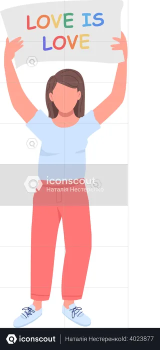 Woman with lgtb message  Illustration