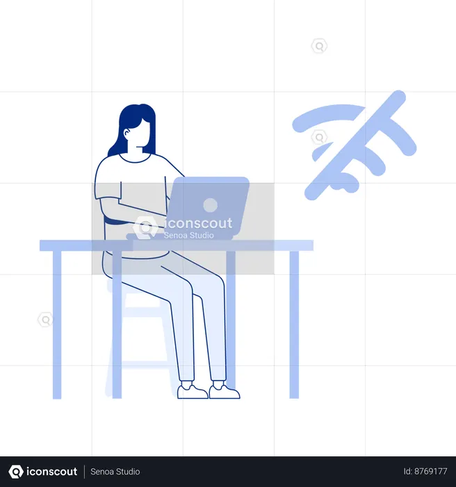Woman with no internet  Illustration