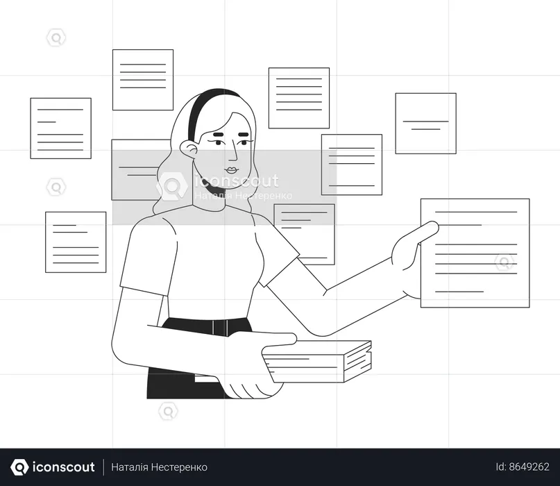 Woman with notes  Illustration