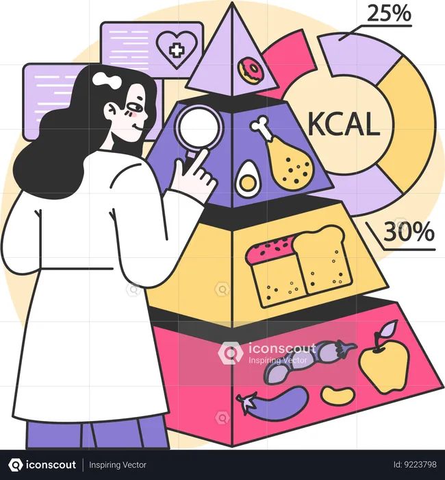 Woman with Nutrition and dietetics chart  Illustration