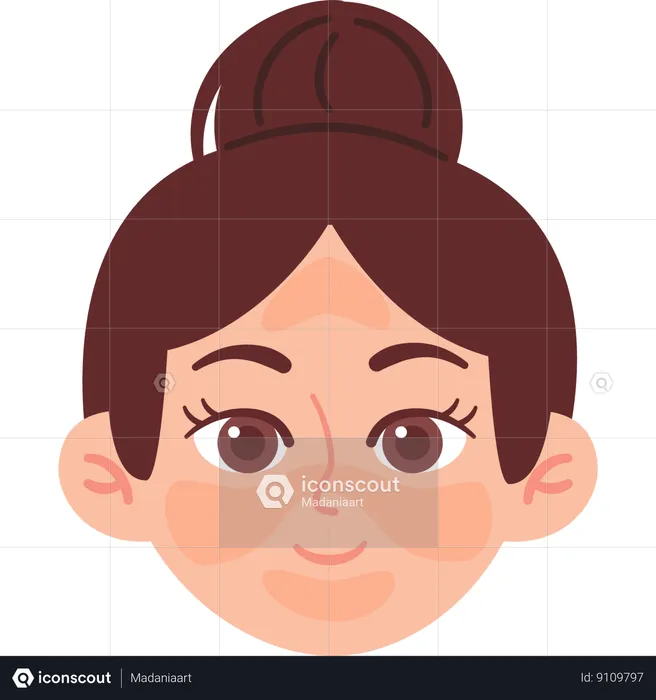 Woman with Oily Skin  Illustration