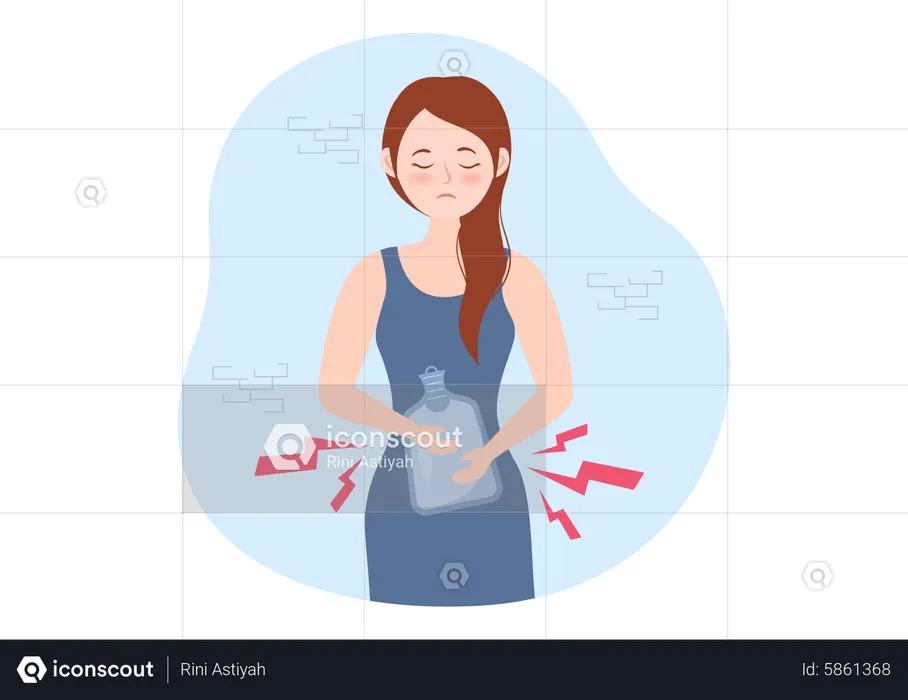Woman with pain in stomach  Illustration