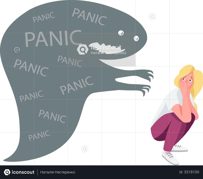 Woman with panic attack  Illustration