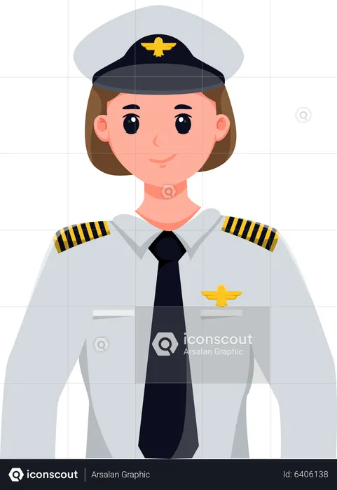 Woman with Pilot Profession  Illustration