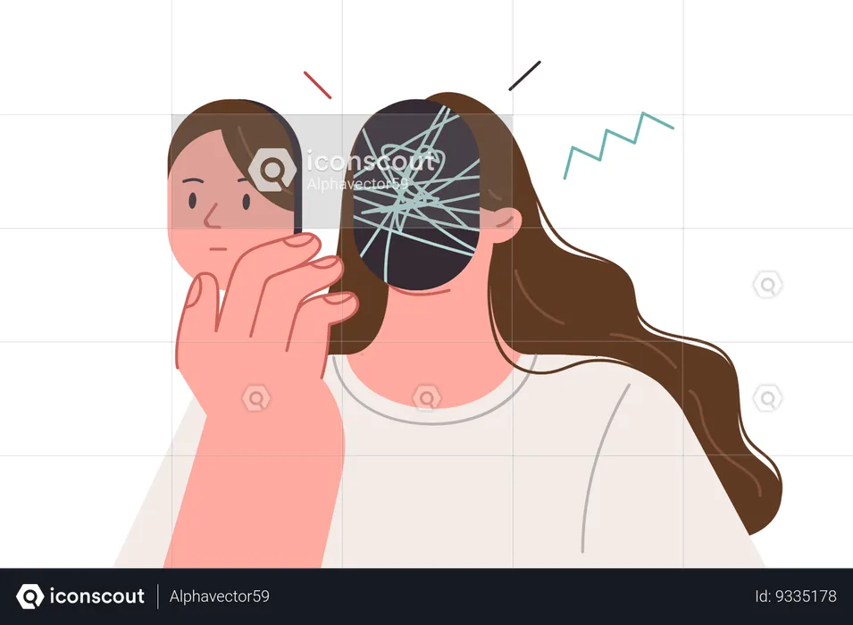 Woman with psychological disorder  Illustration