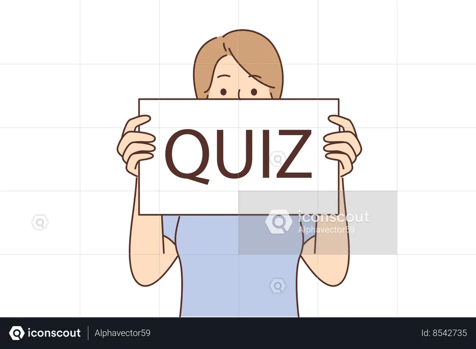Woman with quiz poster  Illustration