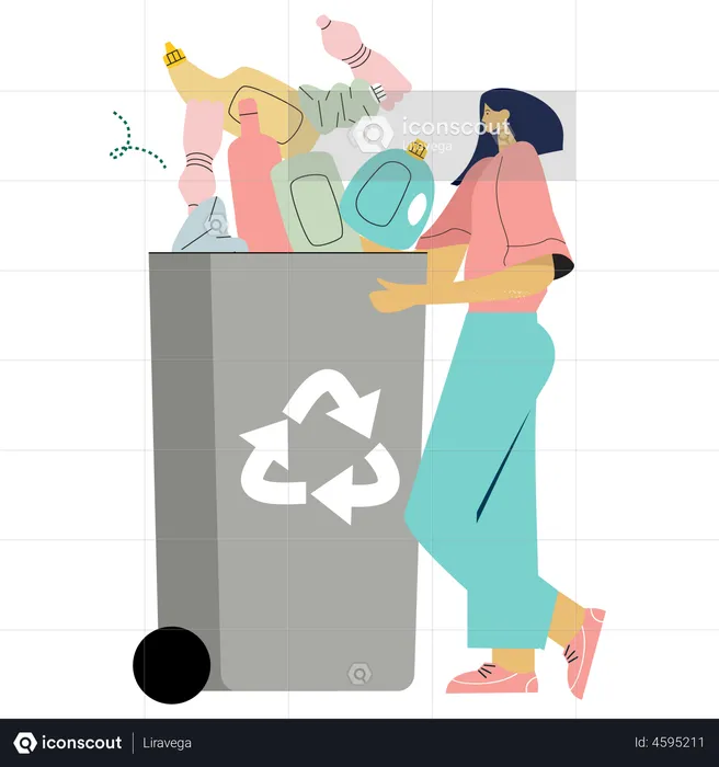 Woman with recycle bin  Illustration