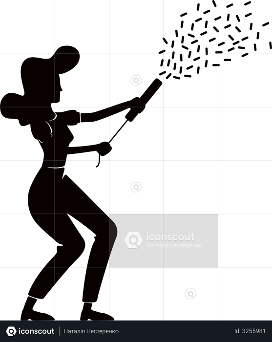 Woman with retro party slapstick Illustration