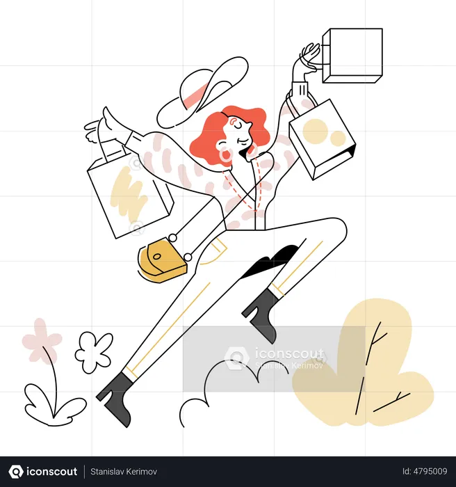 Woman with shopping bags  Illustration