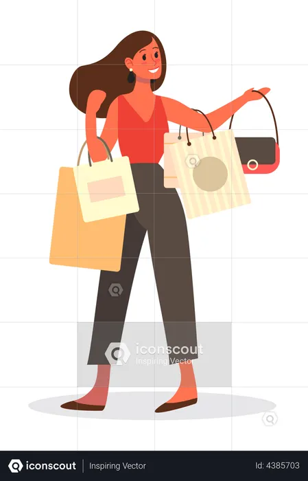 Woman with shopping bags  Illustration