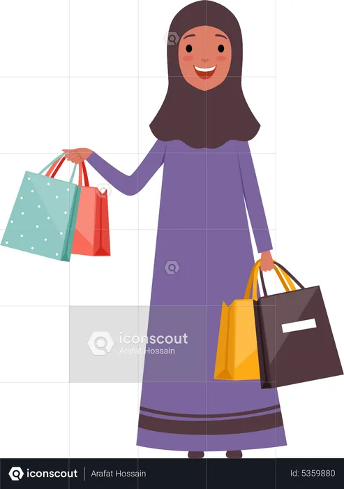 Woman with shopping bags  Illustration