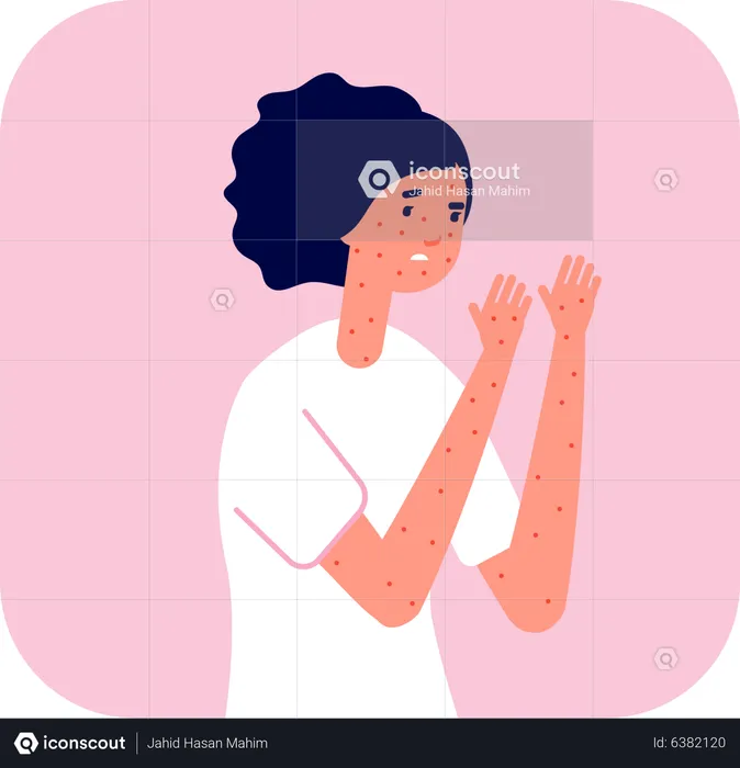 Woman with skin allergy  Illustration