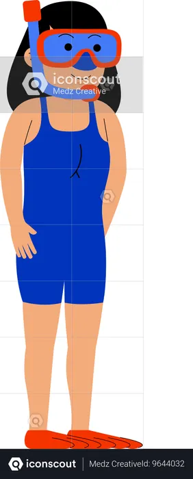 Woman with Snorkel Mask  Illustration
