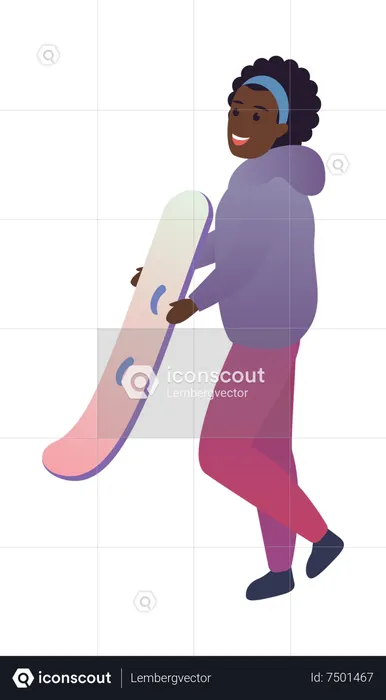 Woman with snowboard  Illustration