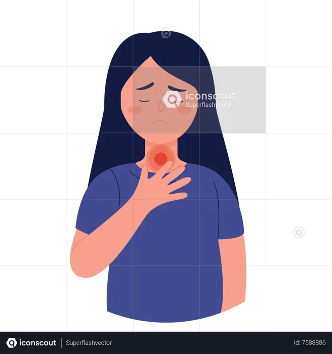 Woman with sore throat  Illustration